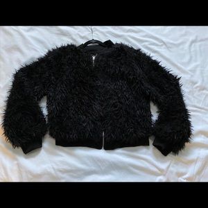 Fuzzy black zipper jacket